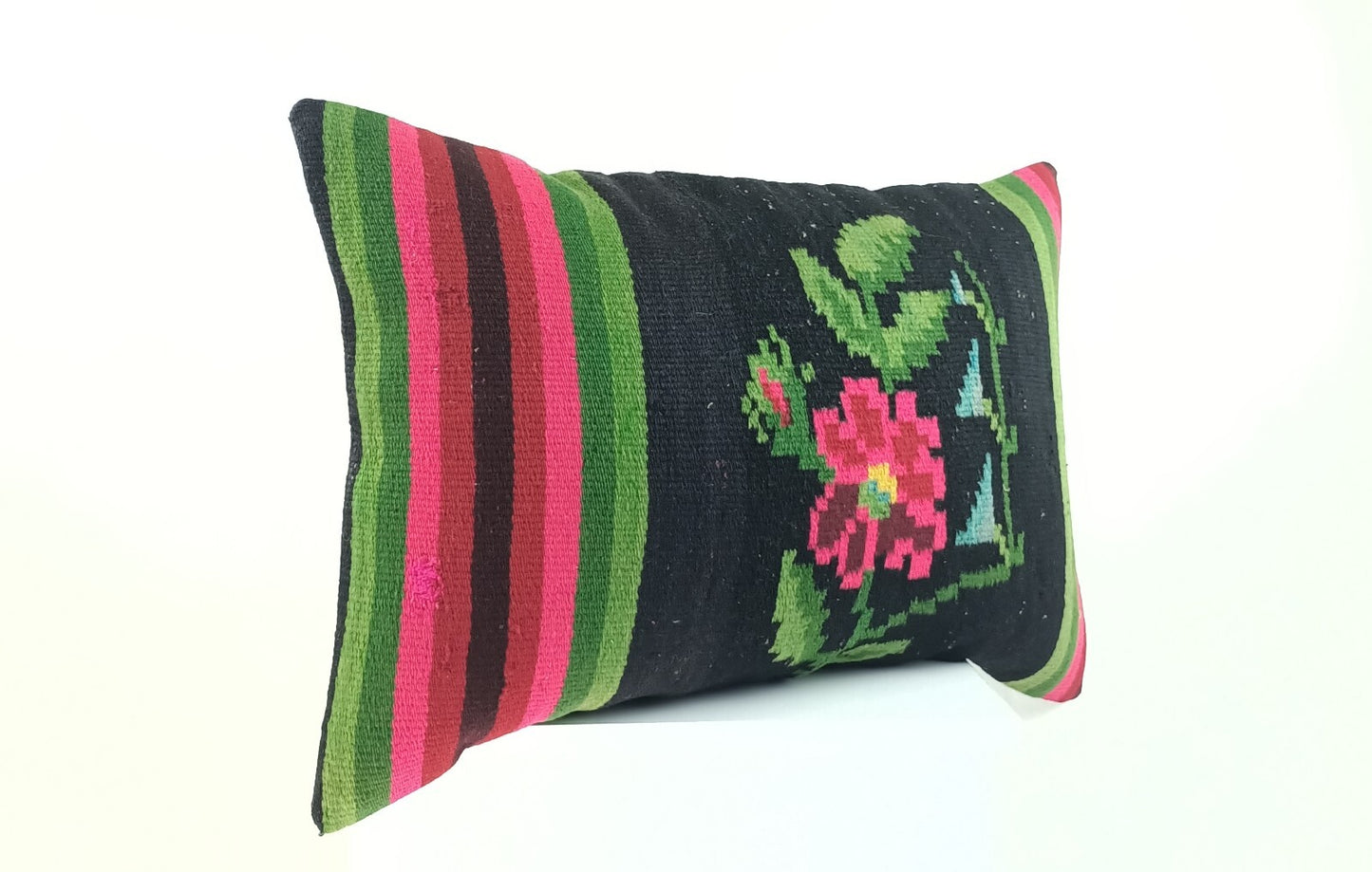 Kilim Pillow Cover 16x24 Tribal Vintage Turkish Carpet Lumbar Pillow Cover 2257