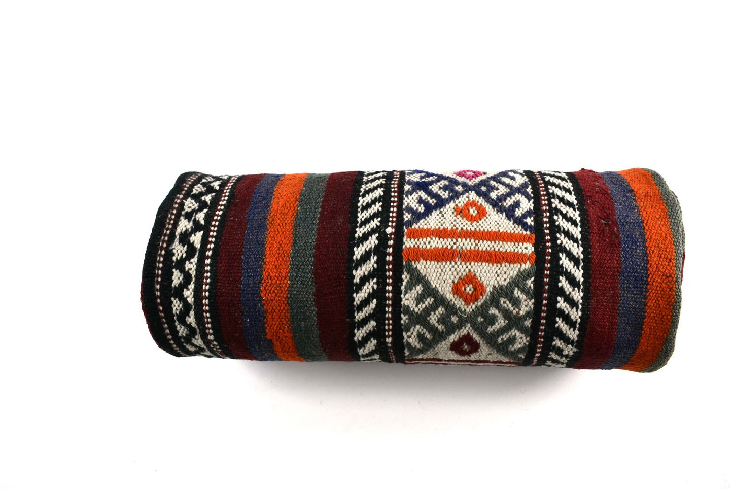 Kilim Bolster Pillow Cover 8x20 in Tribal Vintage Turkish Carpet Bolster Cushion
