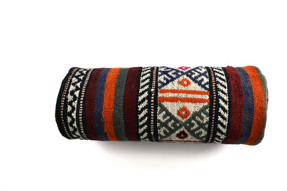 Kilim Bolster Pillow Cover 8x20 in Tribal Vintage Turkish Carpet Bolster Cushion