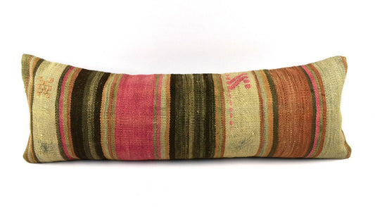 Kilim Pillow Cover 12x36 Handwoven Ethnic Vintage Handwoven Kilim Cushion A3237