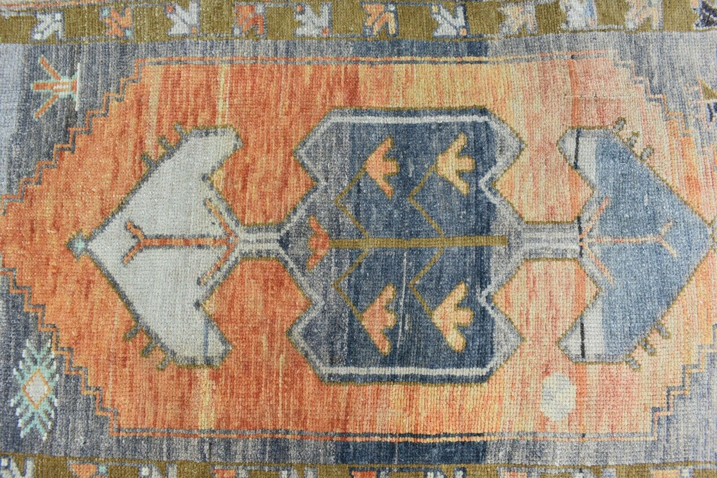 3.2x1.9 ft Anatolian Runner Small Vintage Rug Oushak Runner Mini Turkish Rug Y79