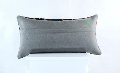 Handmade Turkish Kilim Pillow Cover 12x24 Ethnic Boho Sofa Lumbar Cushion E1007