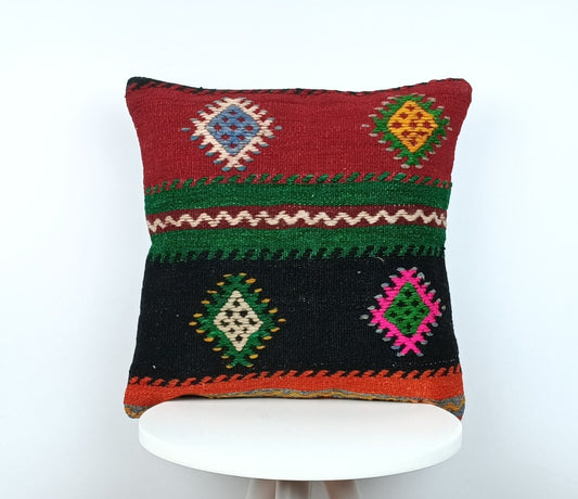 16x16 Ethnic Vintage Turkish Rug Pillow Cover Home Decorative Boho Cushion E257