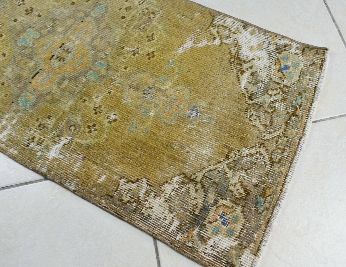 Turkish Runner 3x1.4 ft Runner Vintage Oushak Runner Small Faded Runner Y31