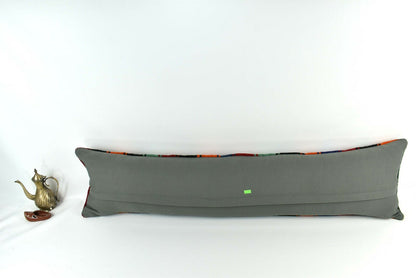 Long Kilim Pillow Cover 12x48 Handmade Oushak Rug Ethnic Ottoman Lumbar  A2130