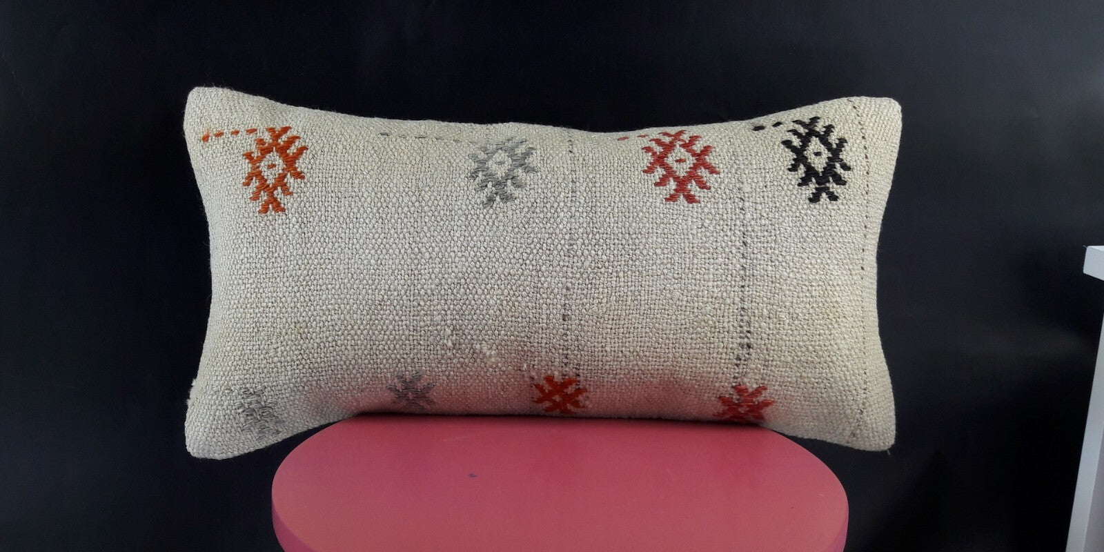 10x20 Kilim Lumbar Pillow Cover Vintage Ethnic Oushak Kilim Pillow Cover E1131