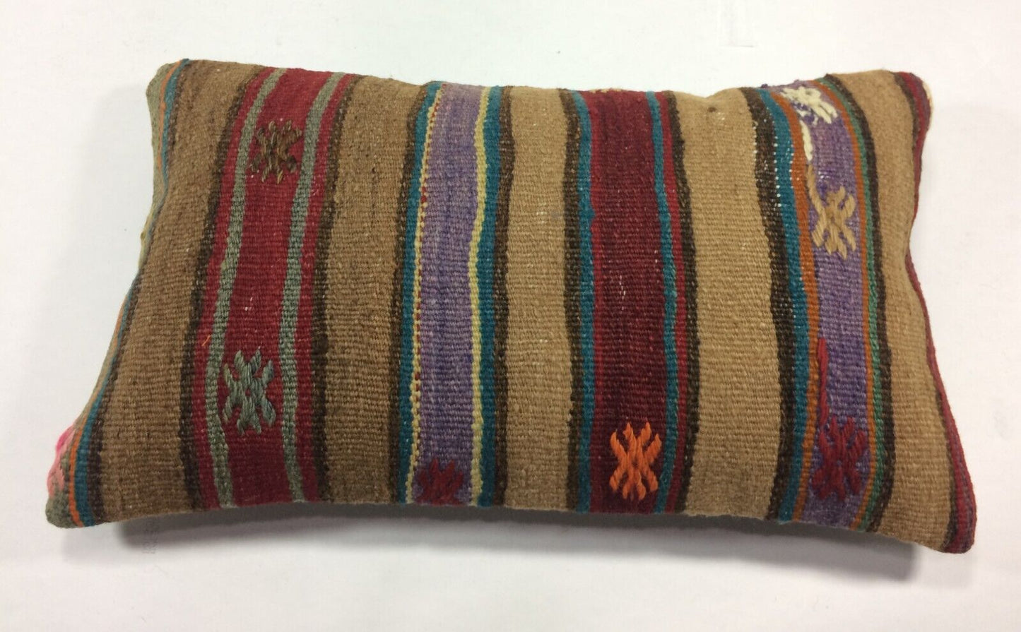 Kilim Pillow Cover 12x20 Handmade Turkish Rug Boho Ethnic Lumbar Cushion 1209