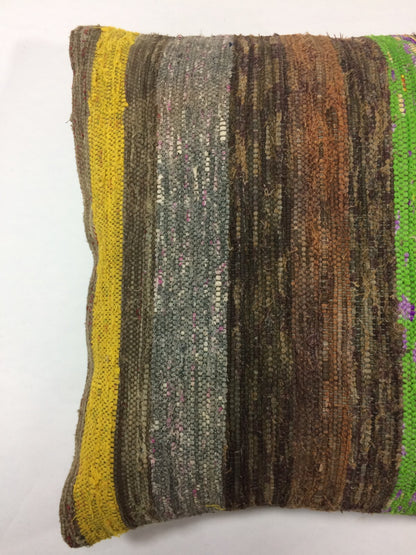 18"x18" Kilim Pillow Cover  Handmade Turkish Vintage Cushion Tribal Lumbar 1259