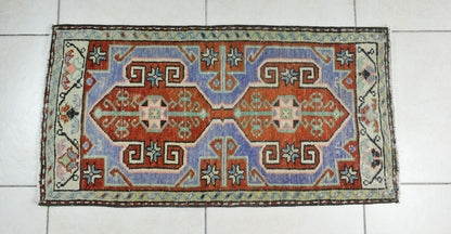 Vintage Runner 3.1x1.6 ft Mini Turkish Rug Oushak Runner Anatolian Runner Y93