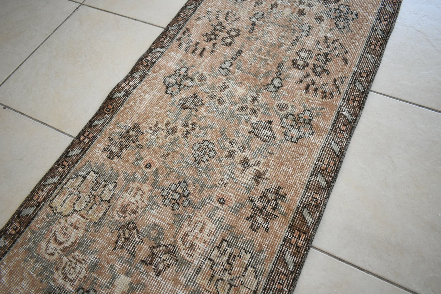 Small Turkish Runner 4.5x1.9 ft Vintage Runner Hallway Runner Handwoven Rug R15