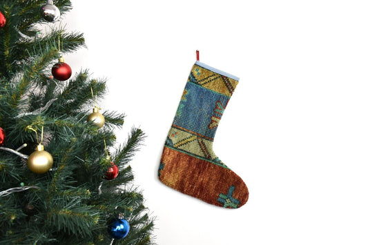 Kilim Christmas Stocking Vintage Rug Stocking Ethnic Decorative Xmas Socks S863