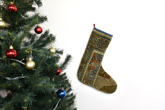 Kilim Christmas Stocking Vintage Rug Stocking Ethnic Decorative Xmas Socks S874