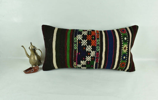 Home Decorative Handmade 12x24 Tribal Vintage Turkish Kilim Pillow Cover 2916