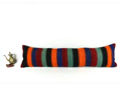 Handmade Kilim Pillow Cover 12x48 Turkish Vintage Lumbar Pillow Cover  A2165
