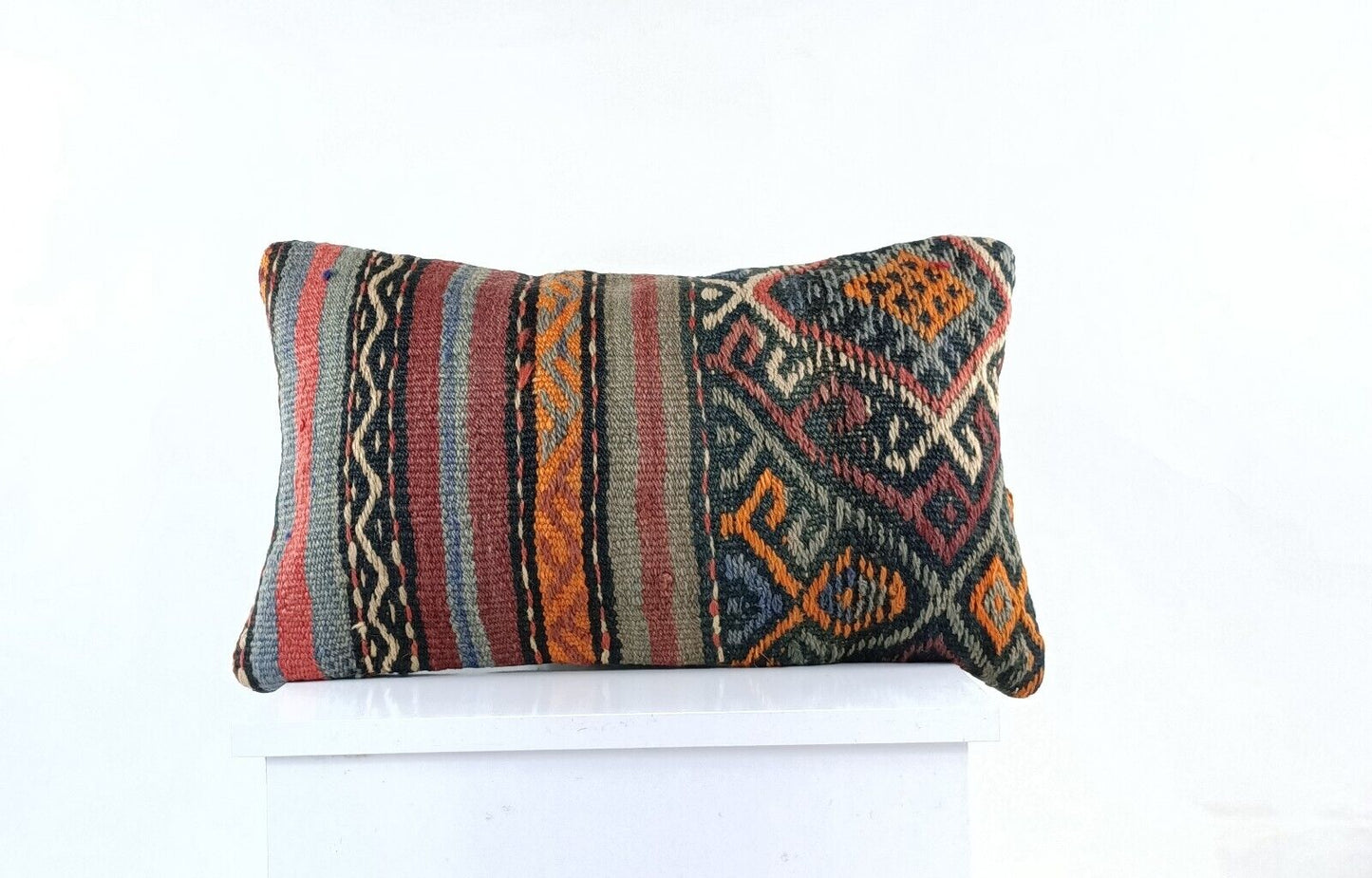 Kilim Pillow Cover 12x20 Turkish Handmade Sofa Couch Floor Lumbar Cushion E986