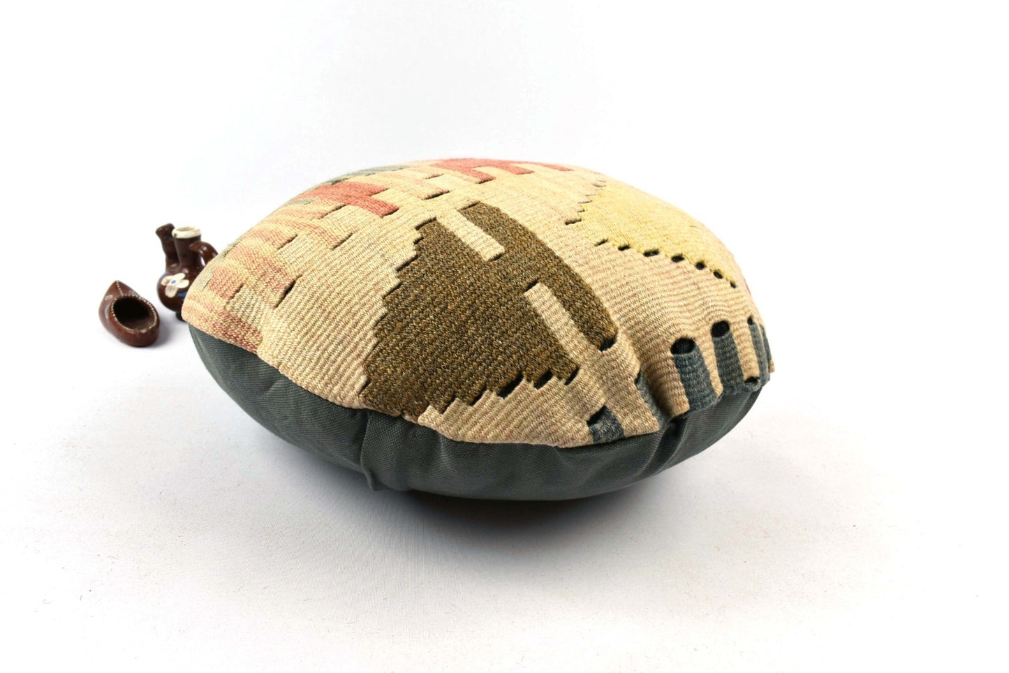 Kilim Round Pillow Cover 18" in Tribal Vintage Turkish Carpet Round Cushion 4938