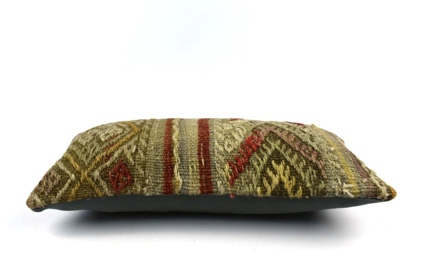 10x20 Kilim Lumbar Pillow Cover Vintage Ethnic Oushak Kilim Pillow Cover 4857