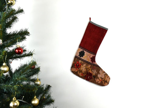 Kilim Christmas Stocking Vintage Rug Stocking Ethnic Decorative Xmas Socks S646