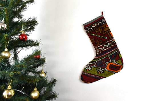 Kilim Christmas Stocking Vintage Rug Stocking Ethnic Decorative Xmas Socks S742