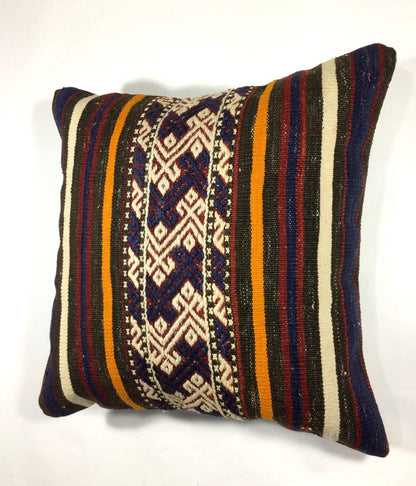 18"x18" Kilim Pillow Cover  Handmade Turkish Vintage Cushion Tribal Lumbar 646
