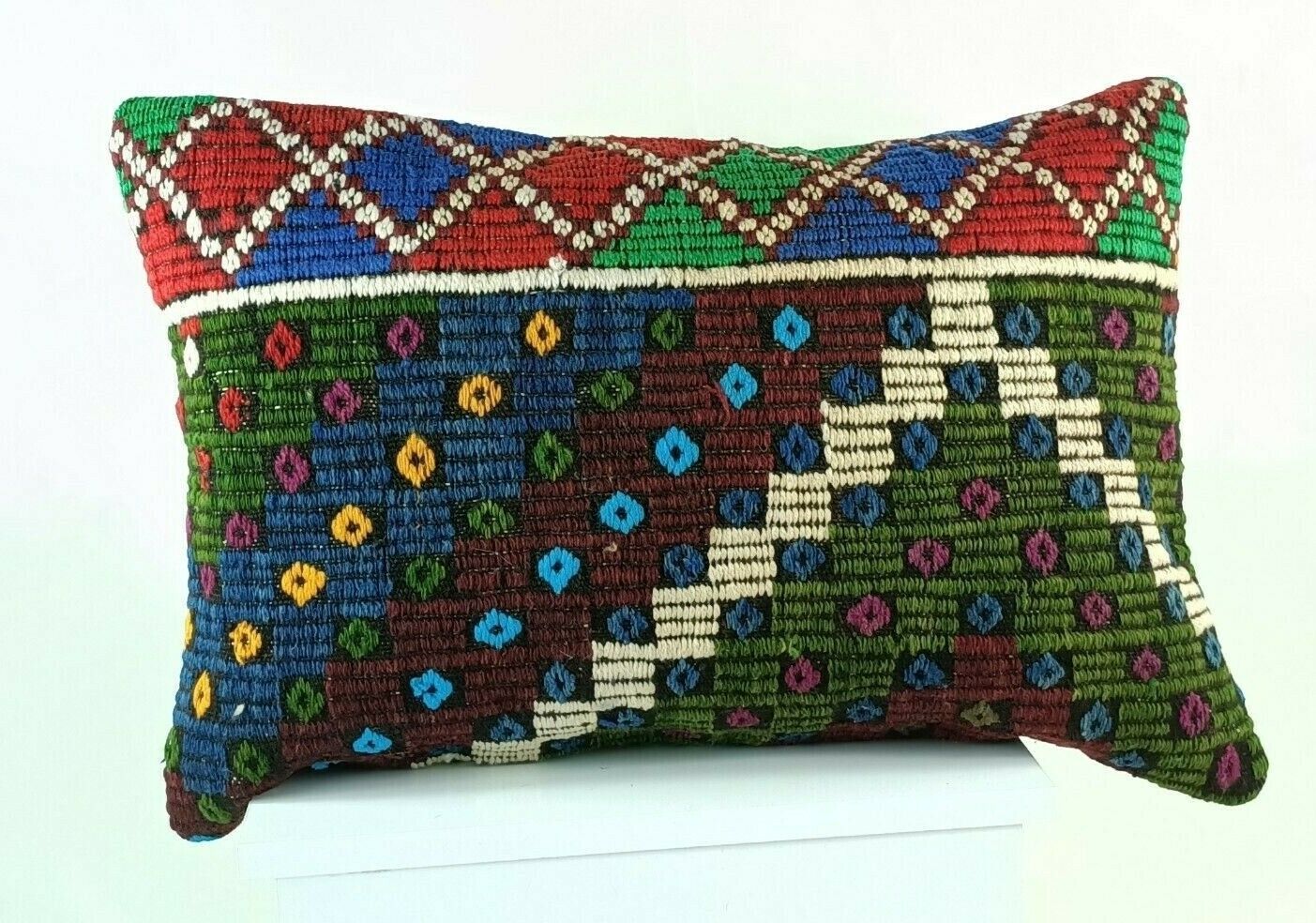 Kilim Pillow Cover 16x24 in Traditional Handmade Anatolian Lumbar Cushion  E1288