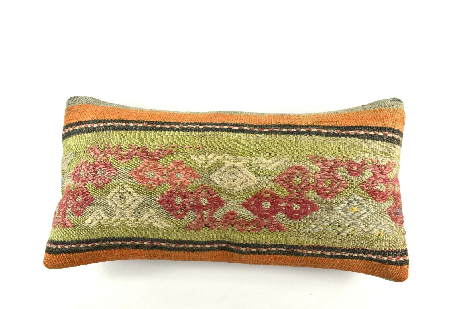 Kilim Lumbar Pillow Cover 10x20 Decorative Handmade Sofa Couch Cushion A2730