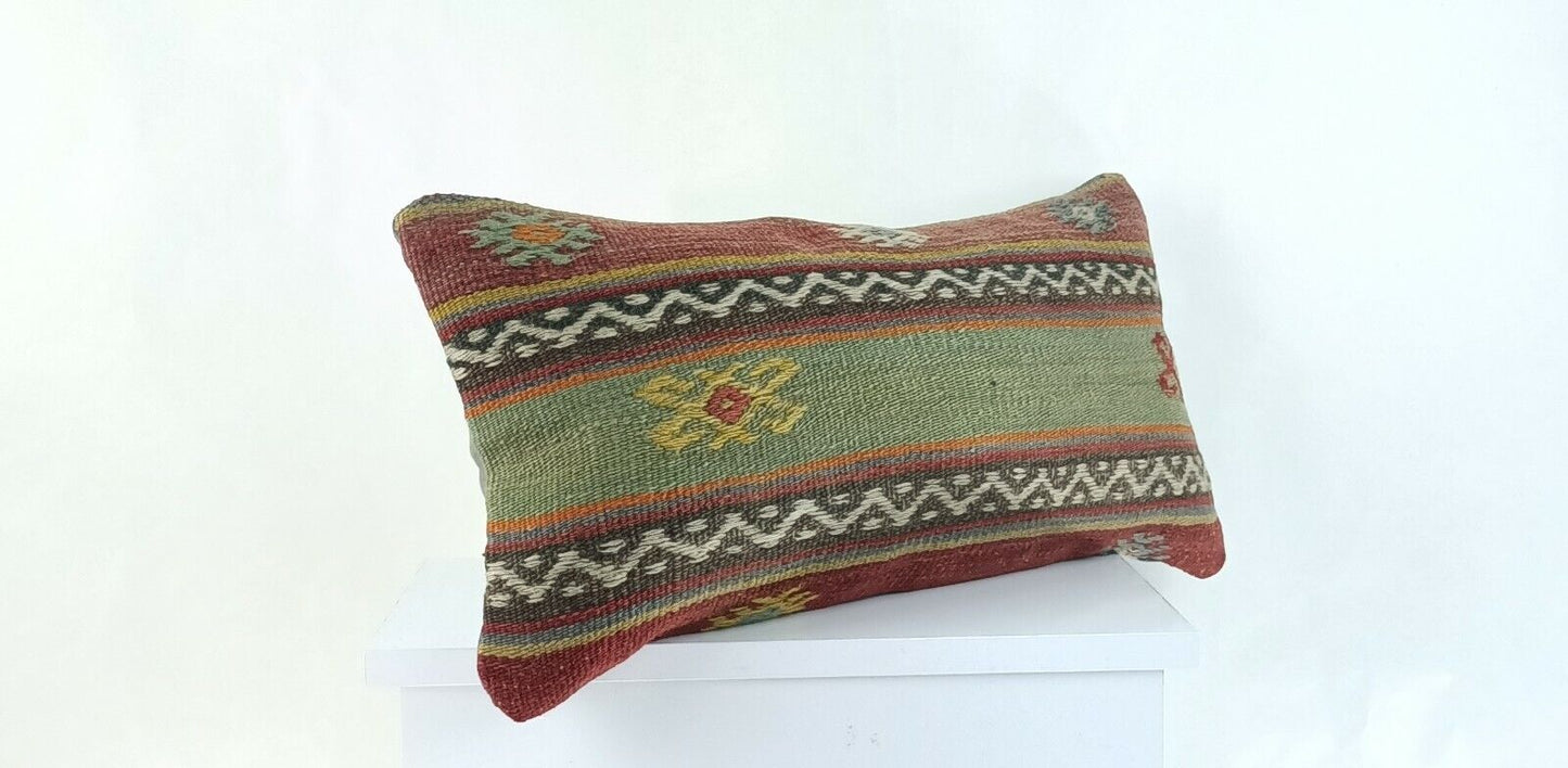 Kilim Lumbar Pillow Cover 10x20 Home Decorative Sofa Couch Handmade Cushion A984