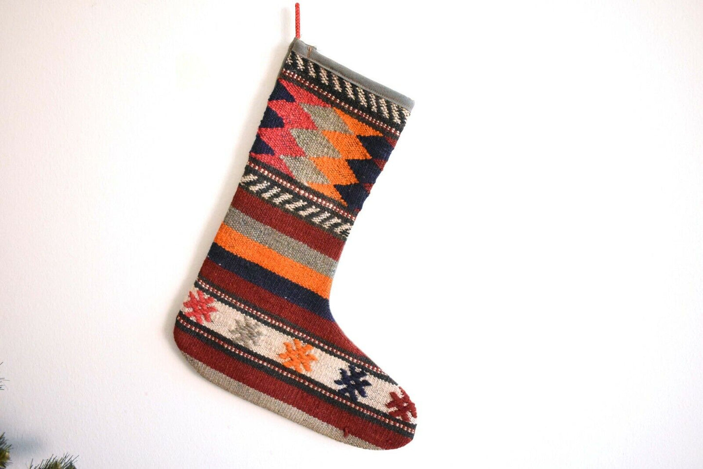 Christmas Stocking Kilim Christmas Sock Rug Gift Stocking Xmas Decor Socks S244