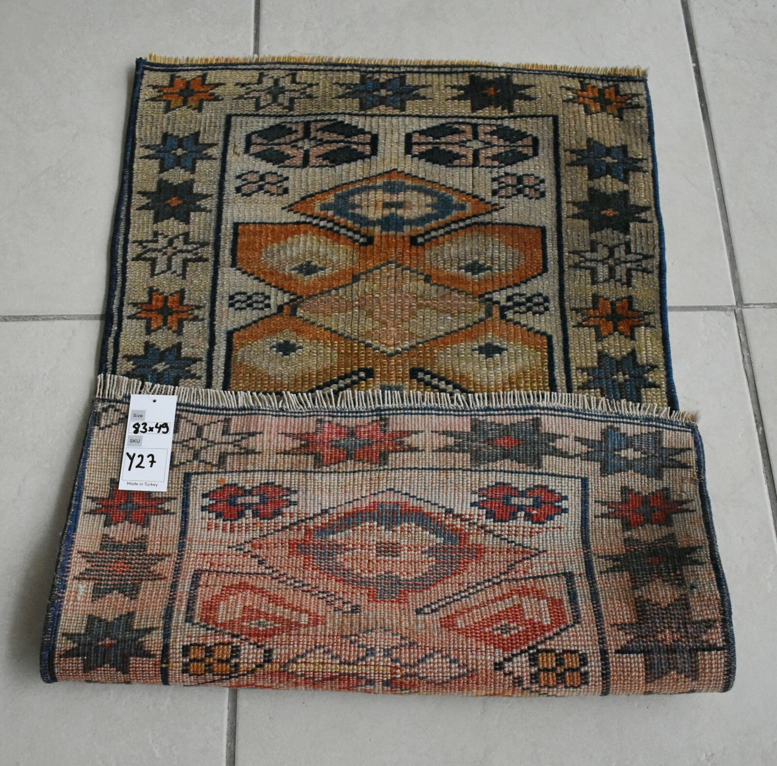 2.7x1.6 ft Small Turkish Runner Vintage Oushak Rug Anatolian Rug Faded Rug Y27