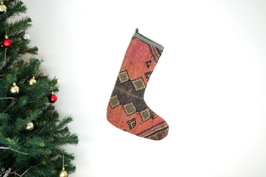 Kilim Christmas Stocking Vintage Rug Stocking Ethnic Decorative Xmas Socks S534