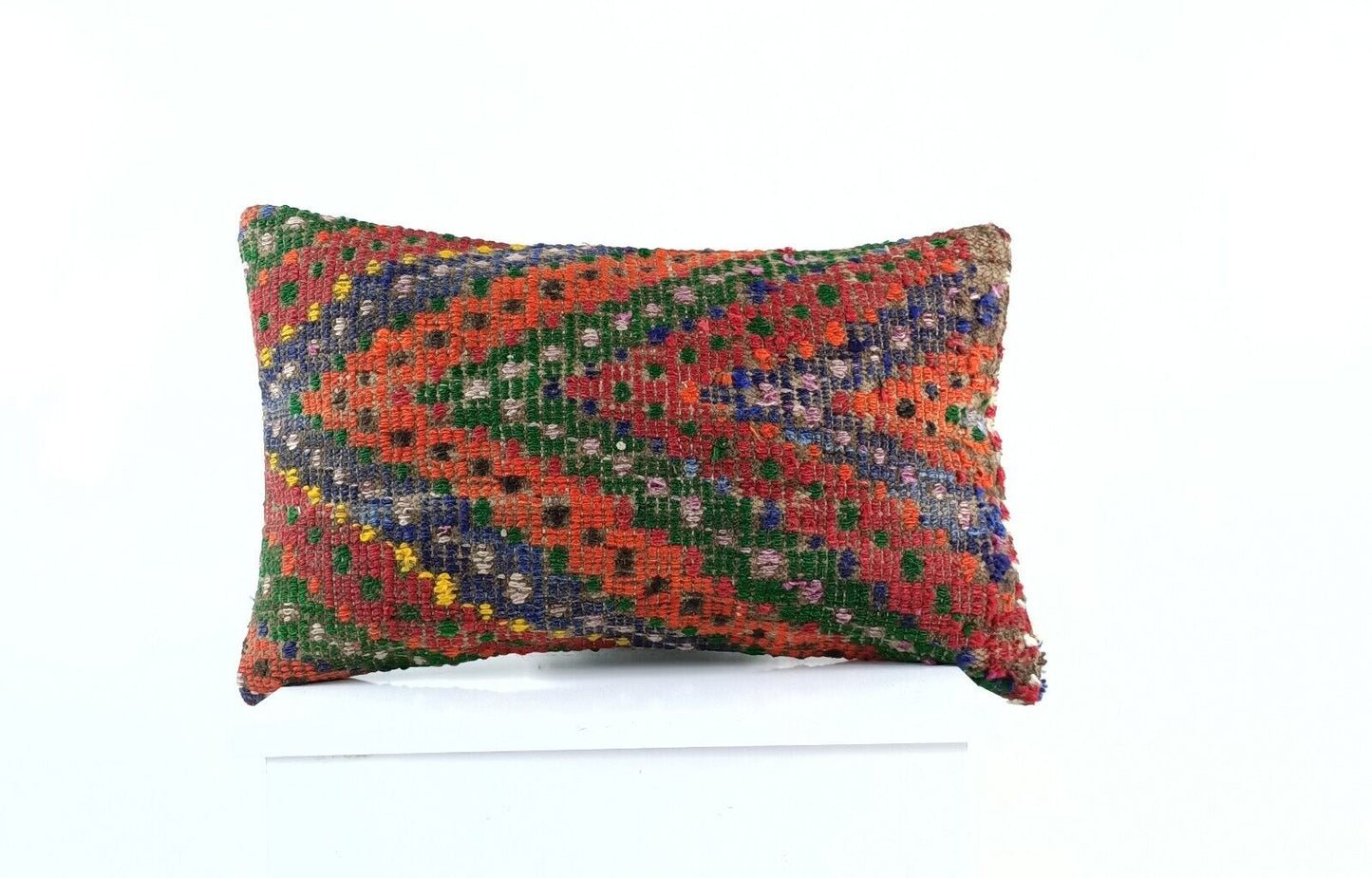 Kilim Pillow Cover 12x20 Turkish Handmade Sofa Couch Floor Lumbar Cushion E1043