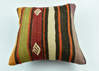 Kilim Pillow Cover 16x16 Oriental Traditional Handmade Bohemian Cushion A1631