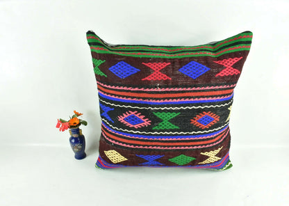 Kilim Pillow Cover 20x20 Home Decorative Handmade Ethnic Oushak Rug Pillow A1886