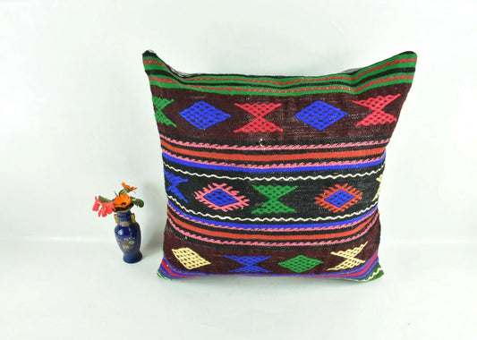 Kilim Pillow Cover 20x20 Home Decorative Handmade Ethnic Oushak Rug Pillow A1886