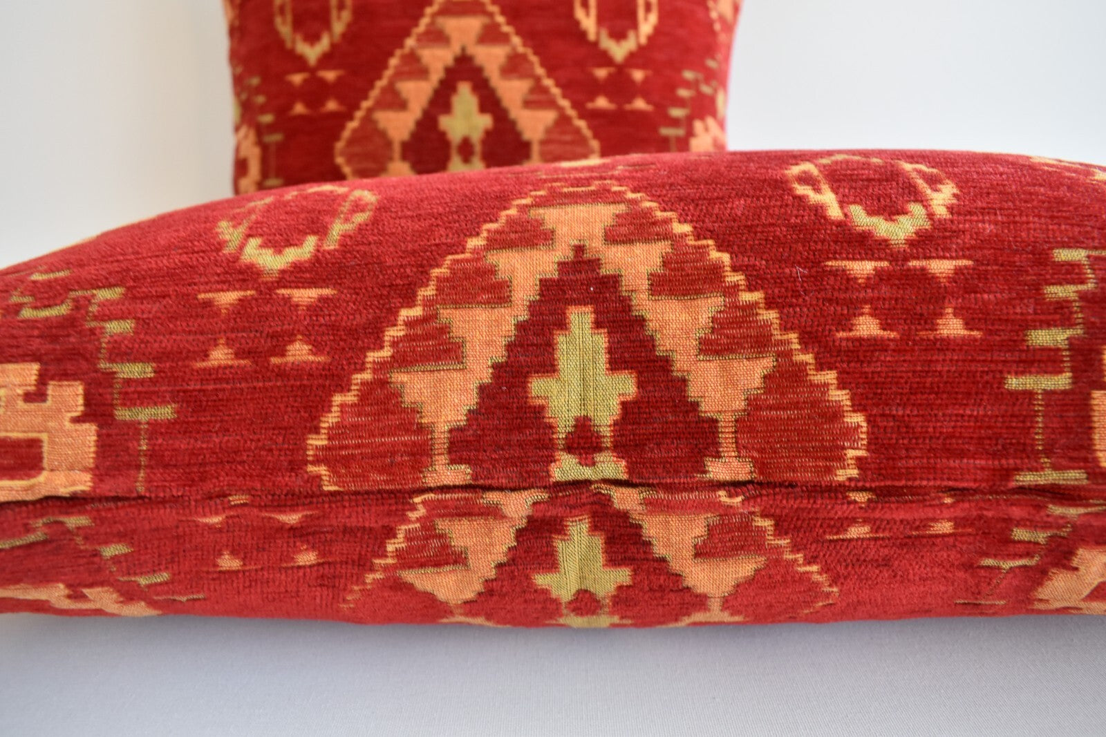 2 pcs/set Kilim Design Fabric Pillow Cover Handmade Ethnic Tribal Rustic Lumbar