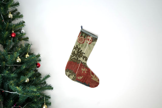 Kilim Christmas Stocking Vintage Rug Stocking Ethnic Decorative Xmas Socks S425