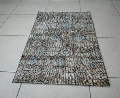 Vintage Runner 3.2x2 ft Small Turkish Runner Anatolian Floor Runner Rug R20