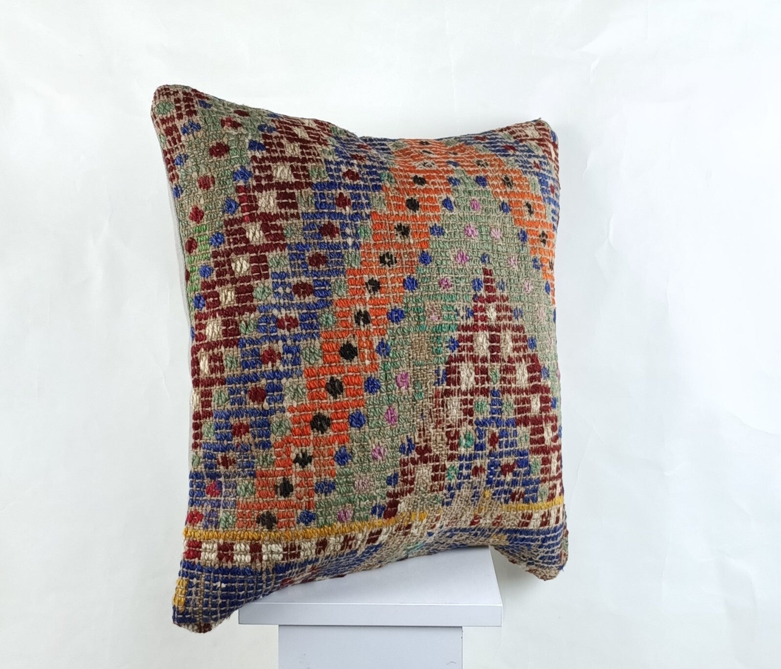 18"x18" Kilim Pillow Cover  Handmade Turkish Vintage Cushion Tribal Lumbar 2678