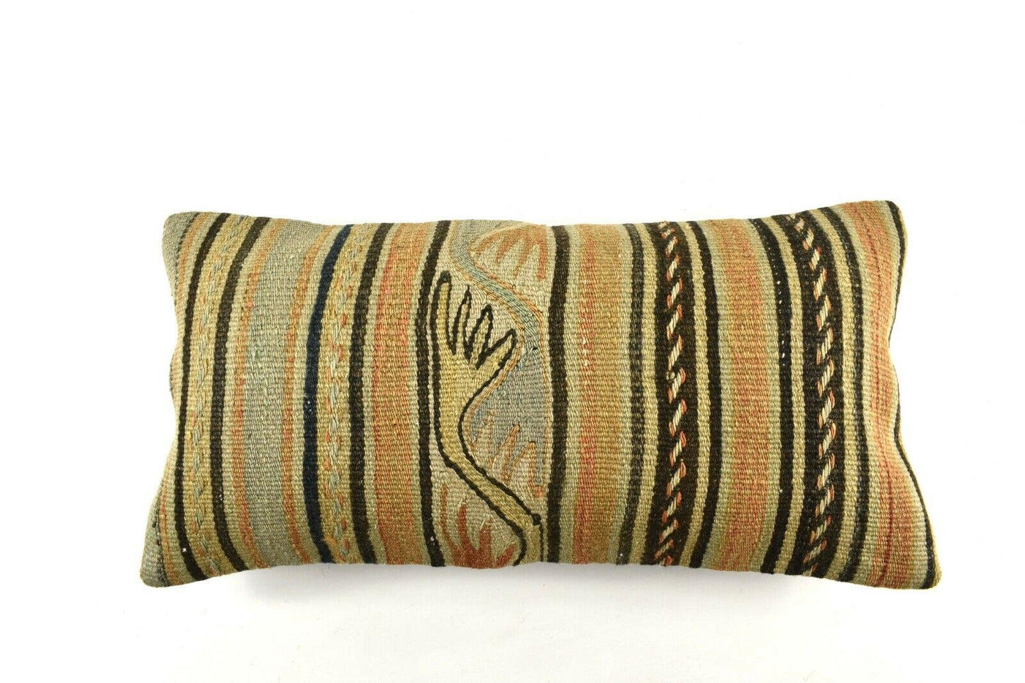 Kilim Lumbar Pillow Cover 10x20 Decorative Handmade Sofa Couch Cushion A2736