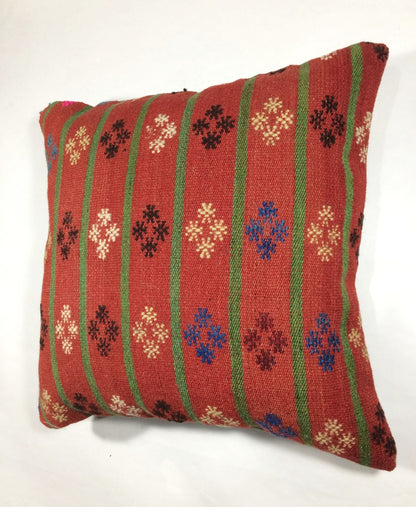 18"x18" Kilim Pillow Cover  Handmade Turkish Vintage Cushion Tribal Lumbar 219