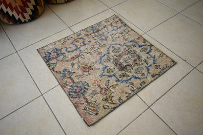 Vintage Runner 2.2x2.1 ft Small Turkish Runner Anatolian Floor Runner Rug R22