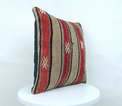 Kilim Pillow Cover 14x14 Handmade Anatolian Traditional Ottoman Cushion  A334