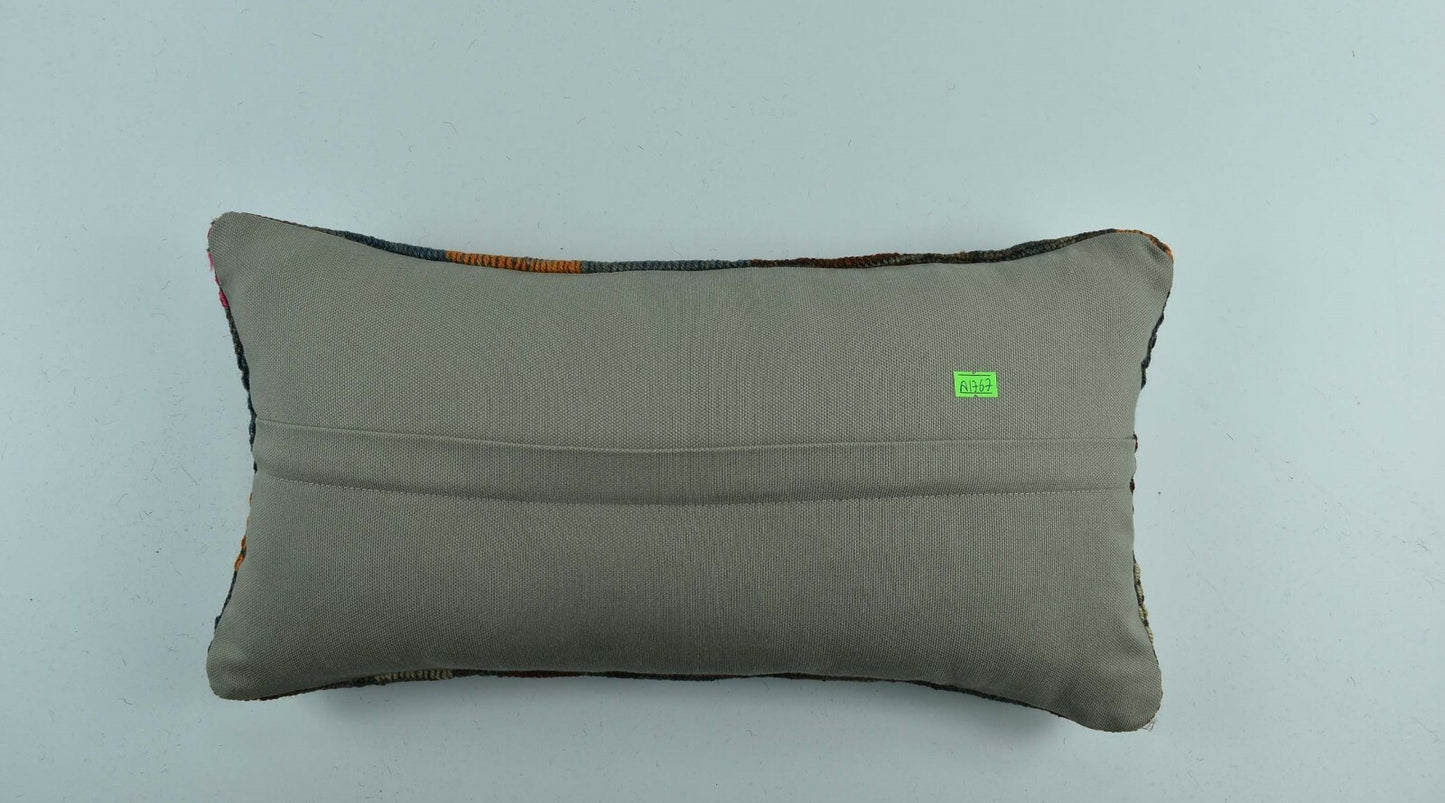 Kilim Lumbar Pillow Cover 10x20 Decorative Sofa Couch Handmade Cushion A1767