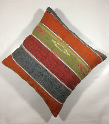 18"x18" Kilim Pillow Cover  Handmade Turkish Vintage Cushion Tribal Lumbar 739