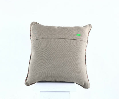 Handmade Turkish Kilim Pillow Cover 16x16 Ethnic Oushak Wool Throw Cushion  A498