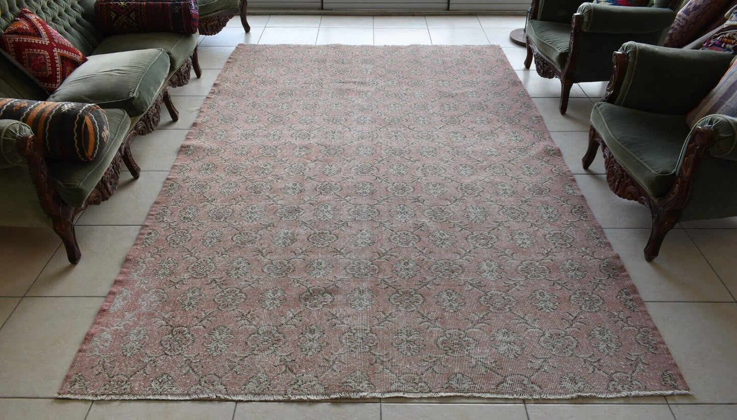 Large Oushak Rug 6.2x9.8 ft Vintage Rug Faded Turkish Rug Living Room Carpet