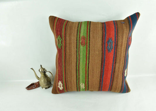 20x20 Kilim Pillow Cover Handmade Vintage Oushak Kilim Cushion Cover 2948