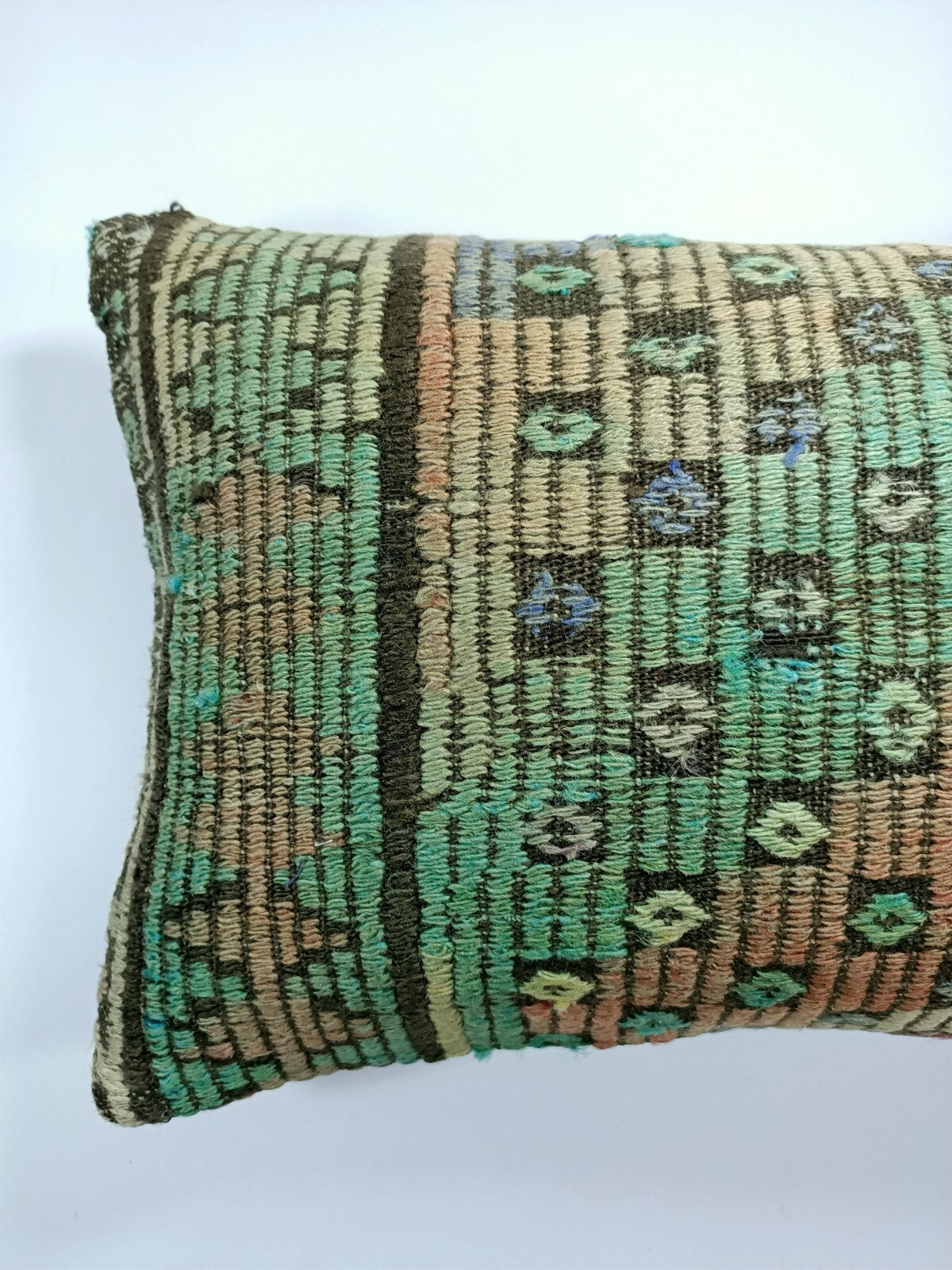 Kilim Pillow Cover 12x20 Turkish Handmade Sofa Couch Floor Lumbar Cushion E30