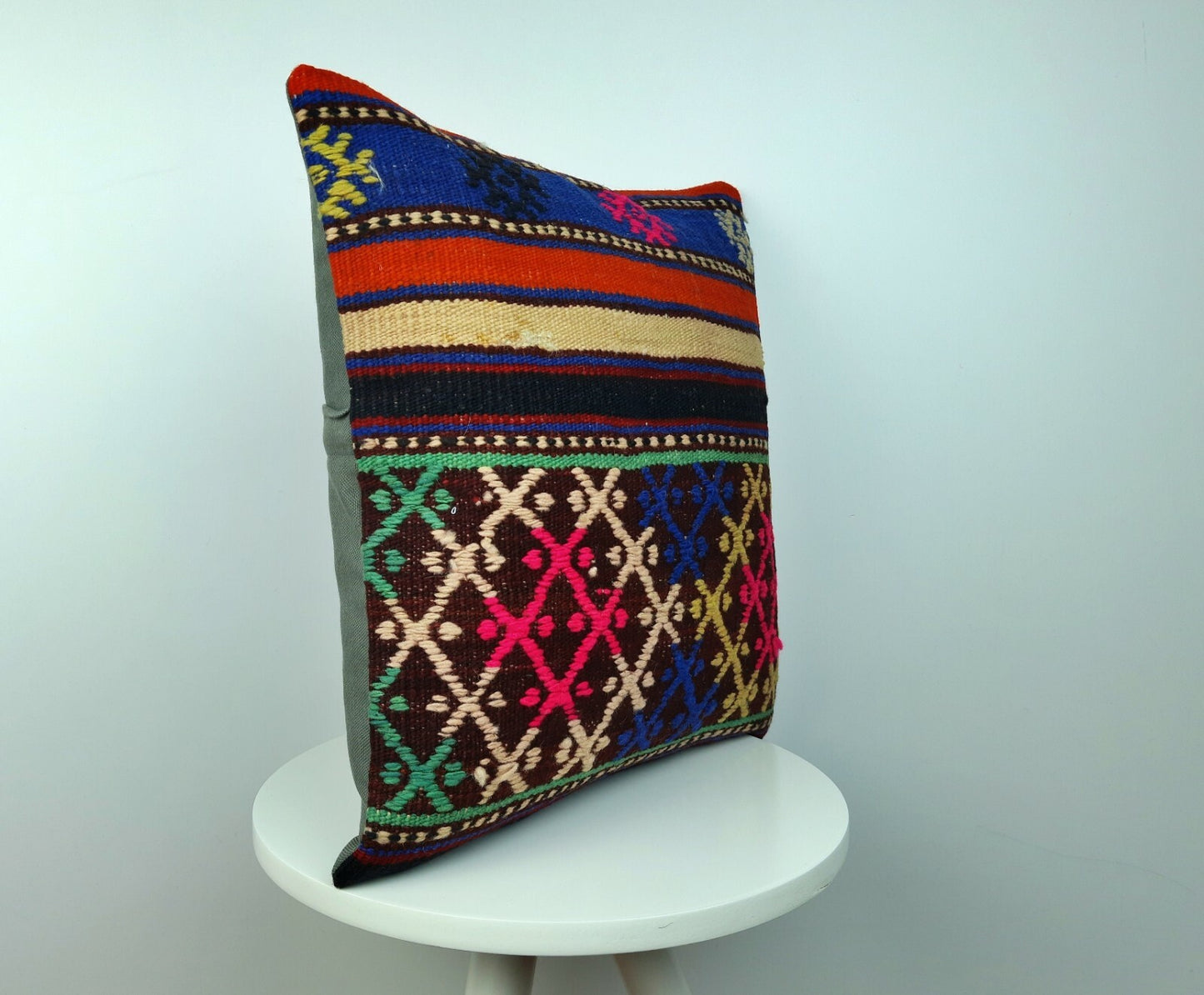 16x16 Handmade Kilim Rug Pillow Cover Vintage Boho Ethnic Lumbar Cushion E218