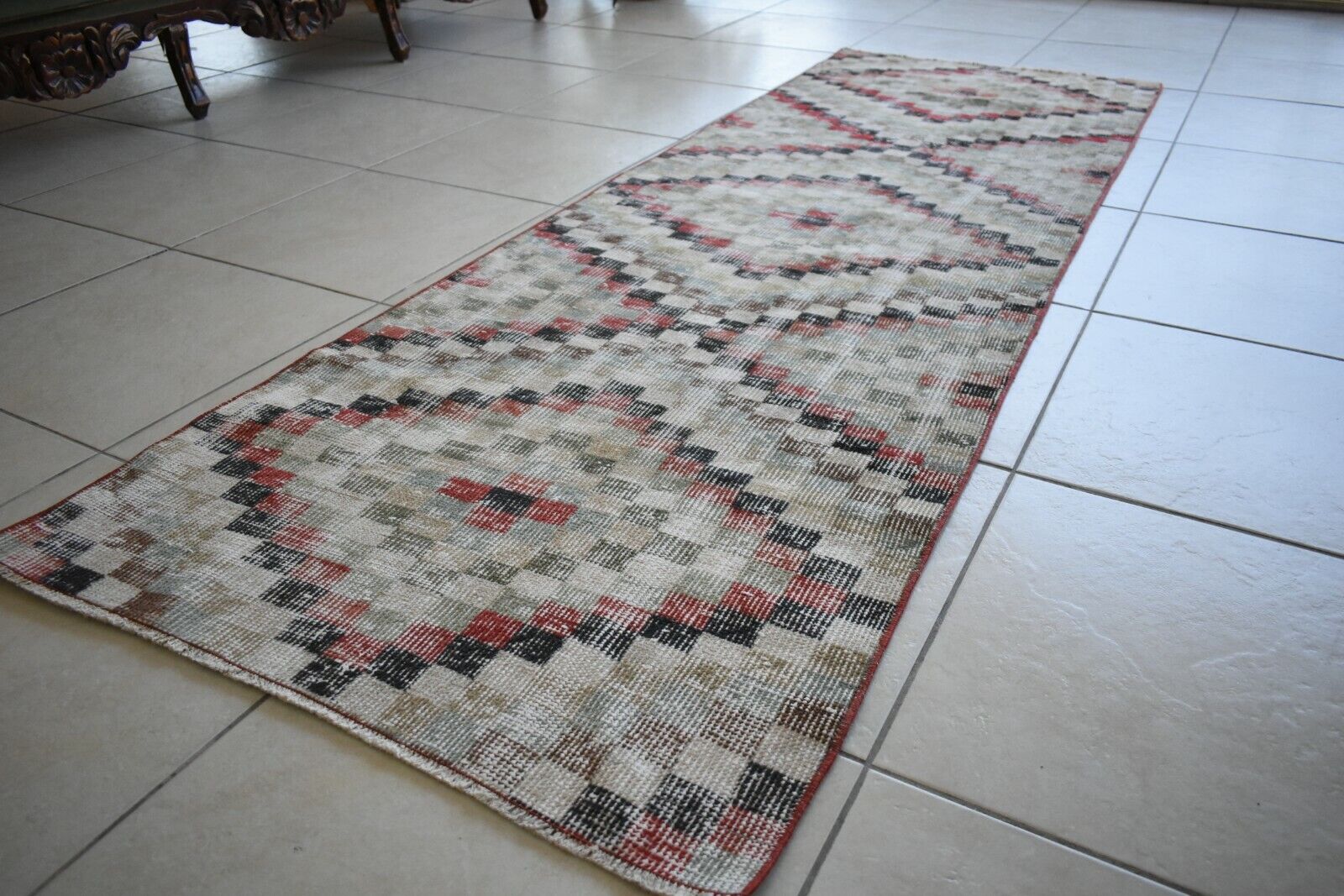 Vintage Runner 7.6x2.5 ft Oushak Runner Anatolian Rug Faded Turkish Runner R06